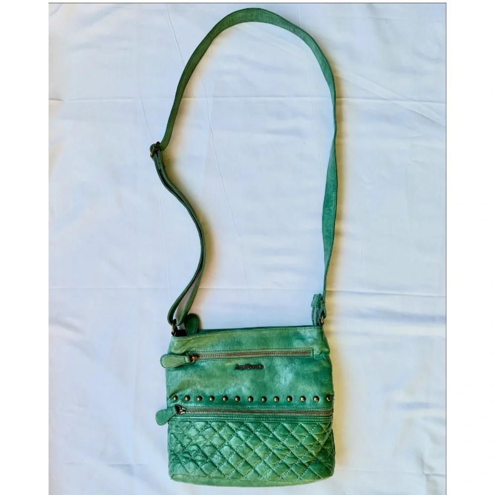 Angel Barcelo Green Leather Crossbody Purse - Picture 2 of 4